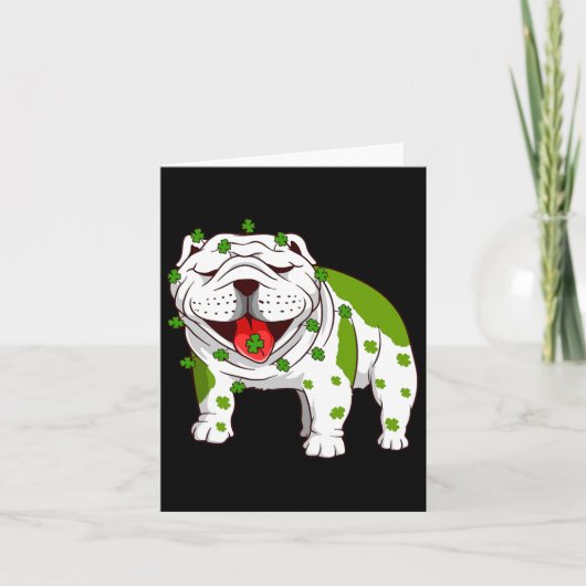 Bulldog Pyjama Shamrock St. Patrick's Day Kaart (Voorkant)