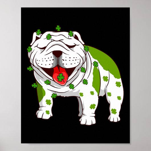 Bulldog pyjama Shamrock St Patrick's Day Poster (Voorkant)