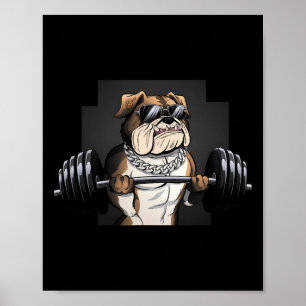 Bulldog Rat Gewichtheffen Bodybuilding Fitness Vad Poster