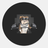 Bulldog Rat Weightlifting Bodybuilding Fitness Dad Ronde Sticker (Voorkant)