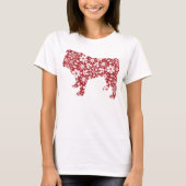 Bulldog, Red Boho kerstsnowflakes T-shirt (Voorkant)