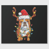 Bulldog Reindeer Funny Kerstmis Cadeaupapier (Vlak)