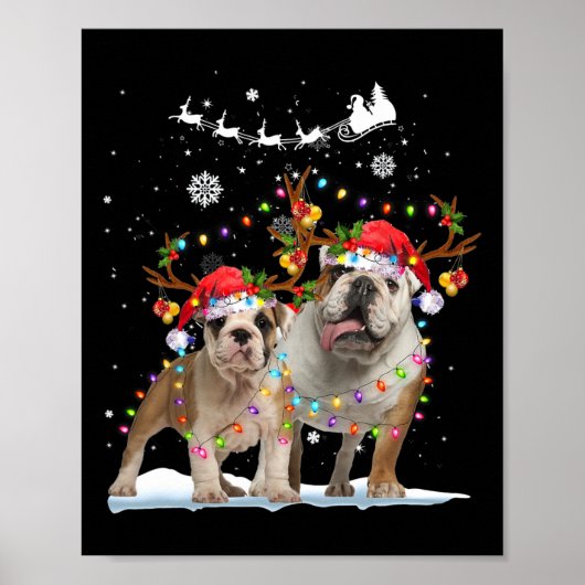 Bulldog Reindekerstkerstman met kerstmis met kerst Poster (Voorkant)
