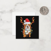 Bulldog Rendier Grappig Kerstmis Notitiekaartje (Voorkant / Achterkant in situ)