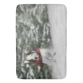Bulldog Rescue Pup Dashing through the Snow Badmat (Voorkant Verticaal)