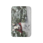 Bulldog Rescue Pup Dashing through the Snow Badmat (Voorkant Verticaal)