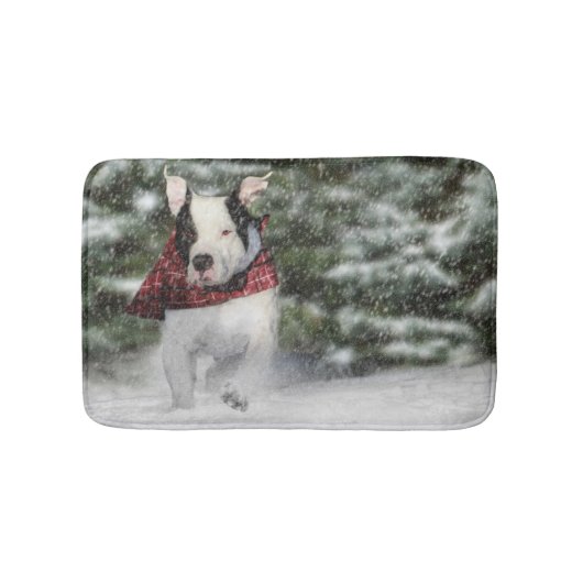 Bulldog Rescue Pup Dashing through the Snow Badmat (Voorkant)