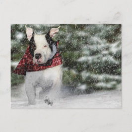 Bulldog Rescue Pup Dashing through the Snow Briefkaart