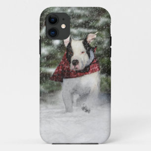 Bulldog Rescue Pup Dashing through the Snow Case-Mate iPhone Case