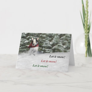 Bulldog Rescue Pup Dashing through the Snow Feestdagen Kaart