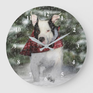 Bulldog Rescue Pup Dashing through the Snow Grote Klok
