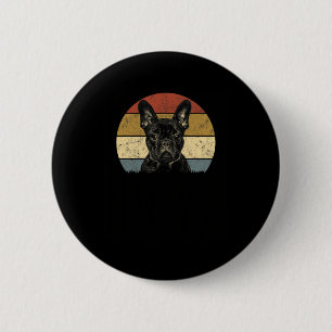 Bulldog Retro 60s 70s Fun Frenchie Loves 1 Ronde Button 5,7 Cm