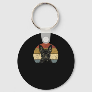 Bulldog Retro  60s 70s Fun Frenchie Loves 1 Sleutelhanger