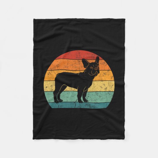 Bulldog Retro  60s 70s Fun Frenchie Loves 2 Fleece Deken (Voorkant)