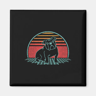Bulldog Retro Hondenliefhebber  jaren 80 Stijl Magneet