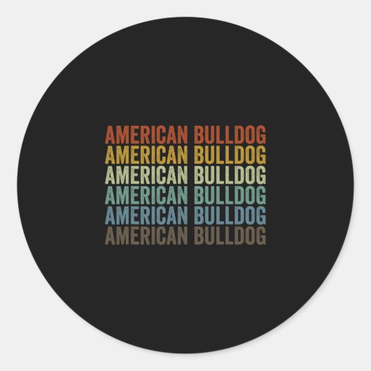 Bulldog Retro Ronde Sticker (Voorkant)