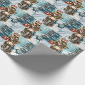 Bulldog rijden motorfiets kerst cadeaupapier (Hoek)