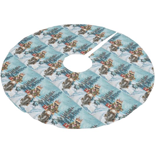 Bulldog rijden motorfiets kerst kerstboom rok (Gekanteld)