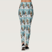 Bulldog rijden motorfiets kerst leggings (Achterkant)
