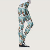 Bulldog rijden motorfiets kerst leggings (Rechts)