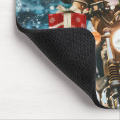 Bulldog rijden motorfiets kerst muismat (Hoek)