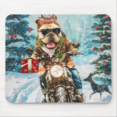 Bulldog rijden motorfiets kerst muismat (Voorkant)