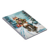 Bulldog rijden motorfiets kerst notitieboek (Rechterzijde)