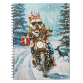 Bulldog rijden motorfiets kerst notitieboek (Voorkant)