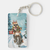 Bulldog rijden motorfiets kerst sleutelhanger (achterkant)