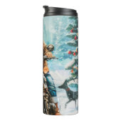 Bulldog rijden motorfiets kerst thermosbeker (Geroteerd rechts)