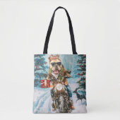 Bulldog rijden motorfiets kerst tote bag (Voorkant)