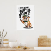 Bulldog rijdt dit Poster (Keuken)