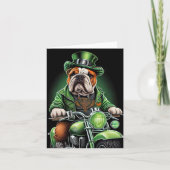 Bulldog rijdt fiets St. Patrick's Day Kaart (Voorkant)