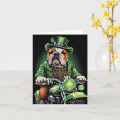 Bulldog rijdt fiets St. Patrick's Day Kaart (Gele Bloem)