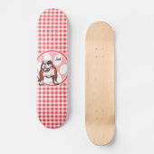 Bulldog; rode en witte gingham persoonlijk skateboard (Voorkant)
