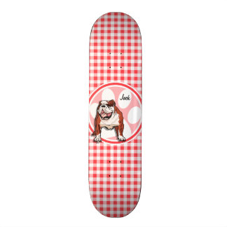 Bulldog; rode en witte gingham persoonlijk skateboard