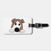 bulldog rode en witte piekende cartoon bagagelabel (Voorkant horizontaal)