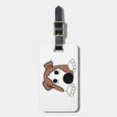 bulldog rode en witte piekende cartoon bagagelabel (Voorkant verticaal)