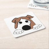 bulldog rode en witte piekende cartoon kartonnen onderzetters (Schuin)