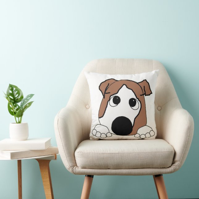 bulldog rode en witte piekende cartoon kussen (Stoel)
