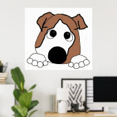 bulldog rode en witte piekende cartoon poster (Thuiskantoor)