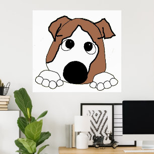 bulldog rode en witte piekende cartoon poster