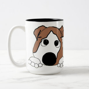 bulldog rode en witte piekende cartoon tweekleurige koffiemok