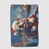 Bulldog Roller Coaster Kerstmis Golfhanddoek (Voorkant)