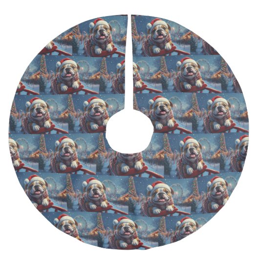 Bulldog Roller Coaster Kerstmis Kerstboom Rok (Voorkant)
