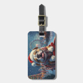 Bulldog Roller Onderzetter Kerst Bagagelabel (Voorkant verticaal)
