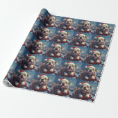 Bulldog Roller Onderzetter Kerst Cadeaupapier (Uitgerold)