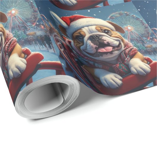 Bulldog Roller Onderzetter Kerst Cadeaupapier (Rol Hoek)
