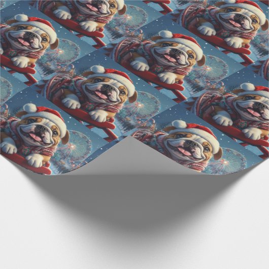 Bulldog Roller Onderzetter Kerst Cadeaupapier (Hoek)