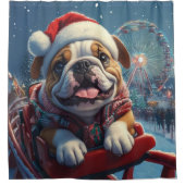 Bulldog Roller Onderzetter Kerst Douchegordijn (Voorkant)